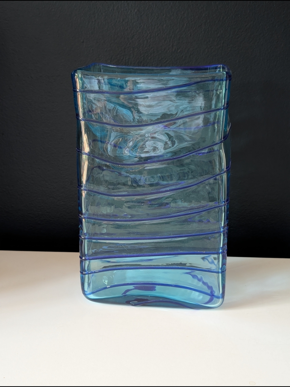 Blue Handblown Glass Decorative Vase